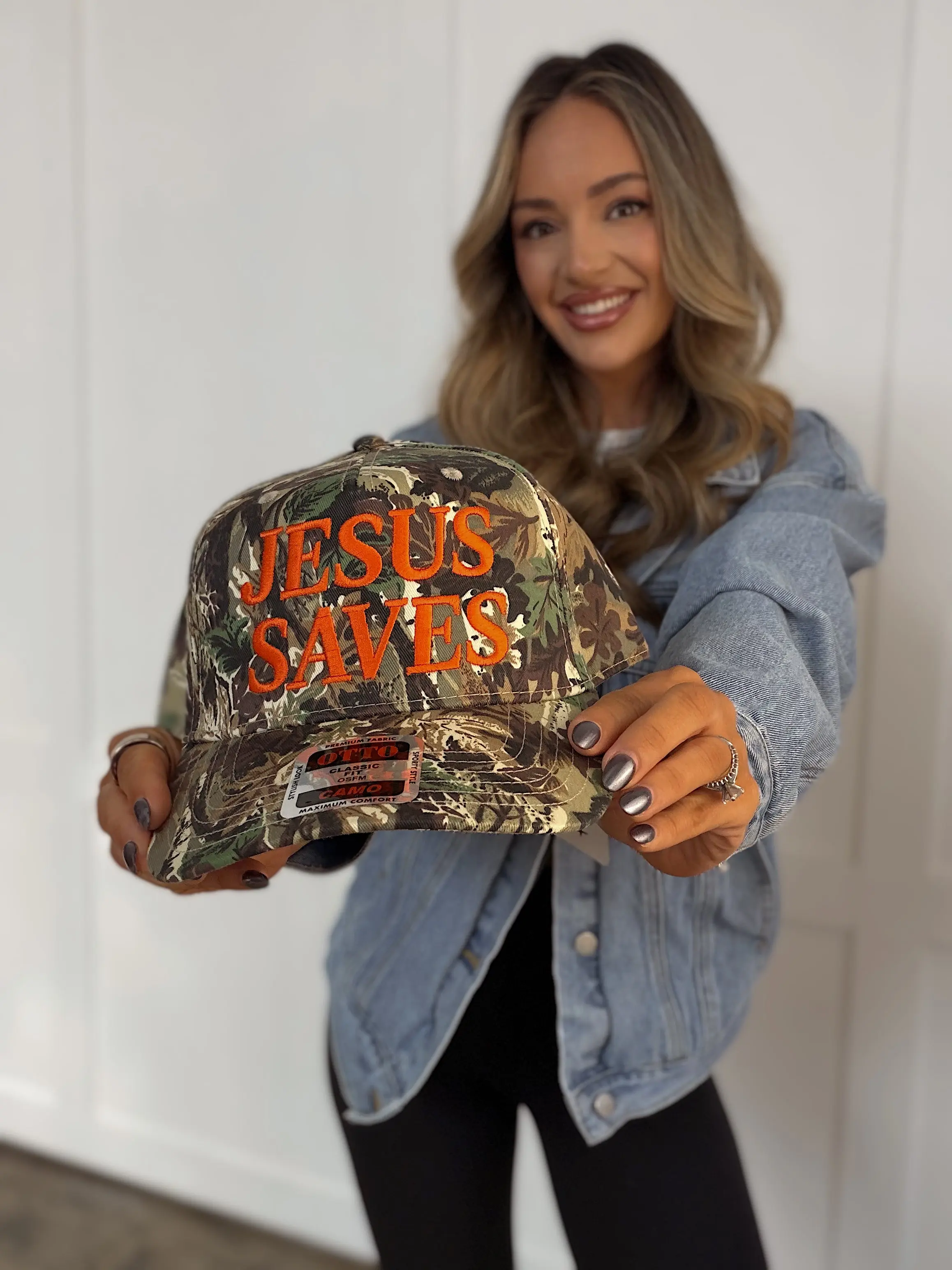 Jesus Saves Camo Trucker Hat - Camouflage Camo Print, Rugged Church Accessory, Made-In-House Fashion Hat
