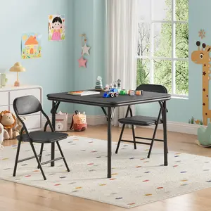 Kids' Playroom Folding Table and Chair Set Soft Cushioned Design Compact Storage Solution for Playrooms Classrooms