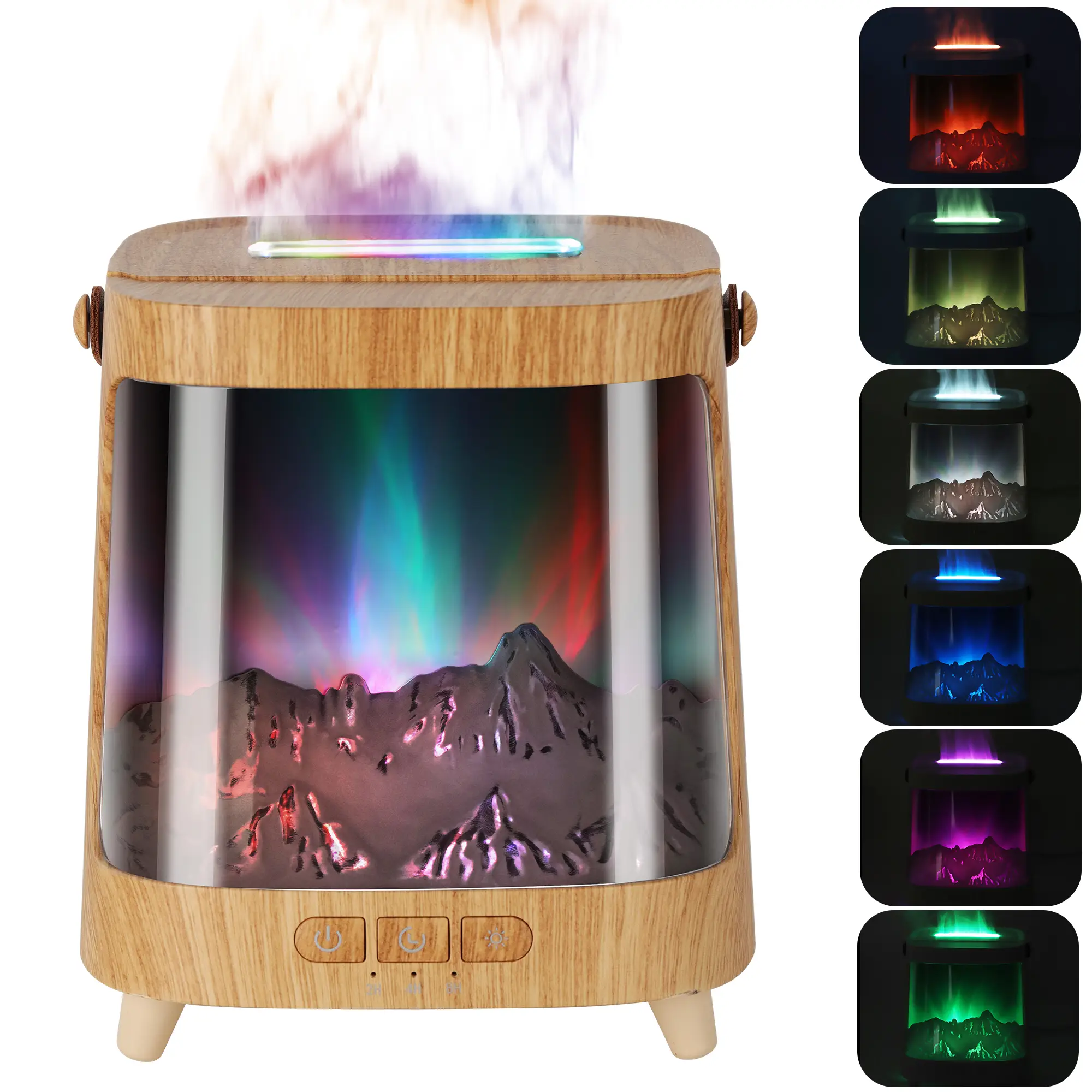 Aurora 6-Color Snow Mountain Flame Essential Oil Diffuserand Humidifier 200mL for Home Office Yoga and Sleep withAuto-Off Protection SPA Relaxation Mo