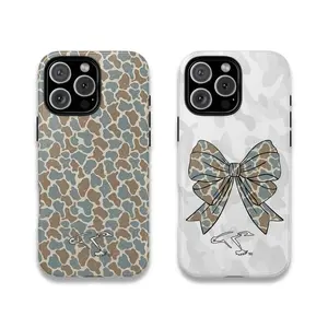 Camouflage iPhone Case With Bow – Super Hot Camo Style 2025 for iPhone 16 15 14 13 12 11 X Pro Max Mini Plus, Camouflage Hunting Patterns Gift, Trendy Streetwear Style
