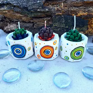 Cement Succulent Planter Set of 3 Concrete  Pots Modern Flower Pots Indoor for Cactus  or Small  Christmas Home Decor Gifts for  Lovers ( NOT Included), 4"