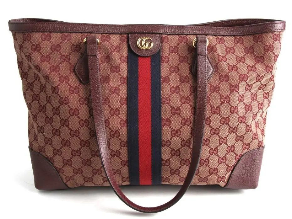 Pre-owned GUCCI Canvas Tote Bags GG Medium Ophidia Burgundy Tote Bag