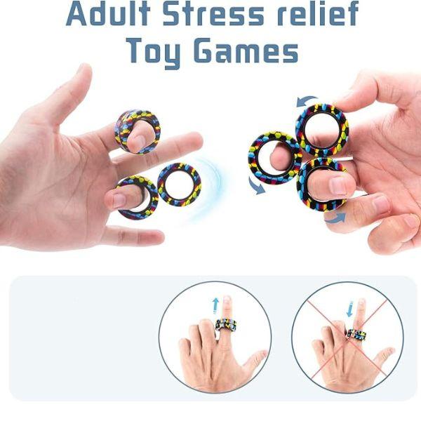 Magnetic Fidget Rings Set (3PCS) ADHD Fidget Toys for Adults & Kids Anxiety Relief Magnetic Spinner Rings Sensory Fidget Pack for Stress Relief Desk Toys Gift for Teens & Adults