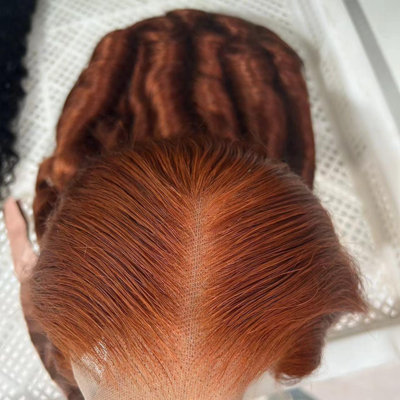 【13x6 Copper】Alipearl Hair Copper Orange Wig Pre Cut 13x6 Lace Closure Wig Human Hair Body Wave Glueless Pre Curled Wig