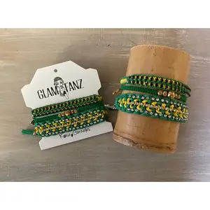 Game Day: Green & Yellow -Macrame String Bracelet Set