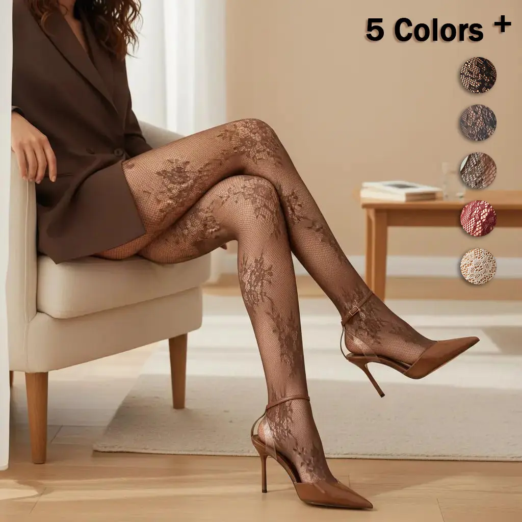 Women's Sexy Pantyhose Fashion Hollow Lace Floral Stockings for Spring Parties Clubs Y2k Tights Comfortable Fit Elegant Design