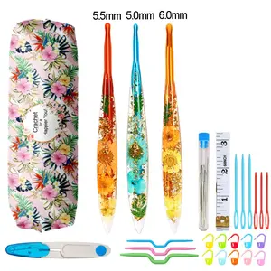 Ergonomic Crochet Kit with Non-Slip Handle and Color-Coded Needles, Ideal for Amigurumi, Blankets, Hats, Scarves, Beginner and Expert Craft Supplies