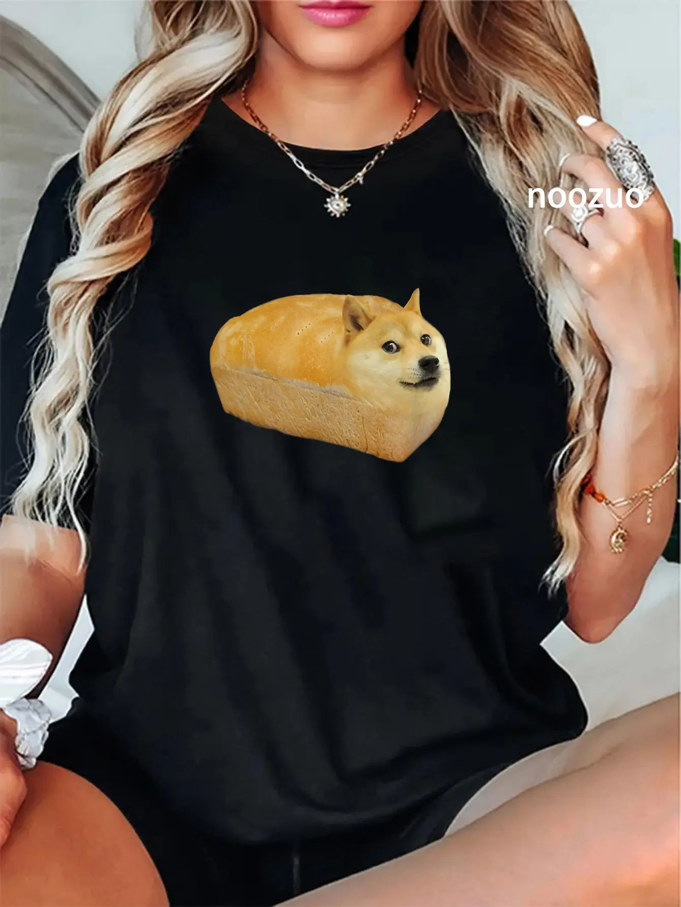 100% Cotton Fashion Shiba Inu Doge Bread Meme Dog T-Shirt