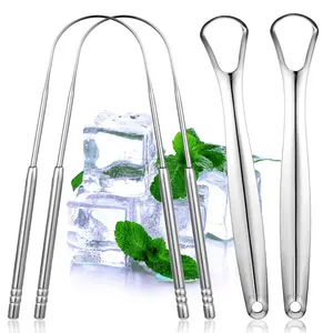 4PCS Metal Tongue Scraper Dental For Adults Stainless Steel Oral Tongue Cleaner Copper Brush For Women Tonsil Stone Remover