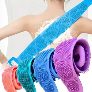 Silicone Body Scrubber Bath Brush, Exfoliating Shower Brush Bath Belt With Extra Long Strip And Handle For Easy Back Exfoliating, Rubbing Mud & Ash From Body Back, Skin-friendly, Soft And Comfortable, Exfoliating Bath Tool