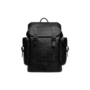 COACH Hitch 31 Drawstring and Snap-Clasp Logo-Embossed Leather Backpack for Men, Large, Black