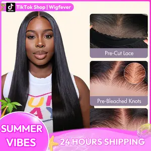 Wigfever Silky Straight Wear Go Real Glueless Natural And Colorful Wigs Pre Bleached And Pre Cut 7*4 Lace Human Hair Lace Front Wigs Beginner Friendly #Spring Glow-Up