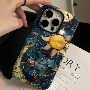 Yellow Gold Sun Protective case, fun design, compatible with iPhone 17 Pro Max, 17Air, 16 Pro, 15 Plus, 14, 13, 12 and 11, TPU full screen, shockproof, stylish, scratch-resistant, soft silicone material, drop-proof Protection Cover