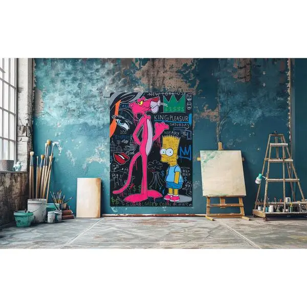 King Pleasure Pher Cartoon Urban Art Oil Painting - Banksy Street Graffiti Pop Art Poster