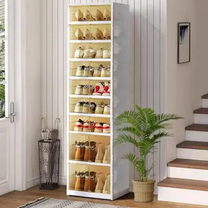 Ultimate 7+2Tier 18 Shoes Organizer:Transparent,Collapsible Rack For Compact Spaces &Closet storage Smooth Boxes Pet Shoe storage Cabinet