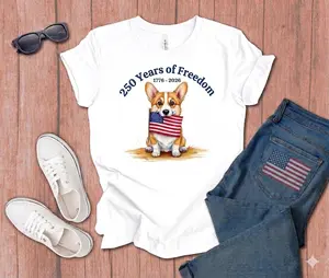 Corgi 250 Years of Freedom Shirt - Vintage 4th of July Tee in Multiple Colors