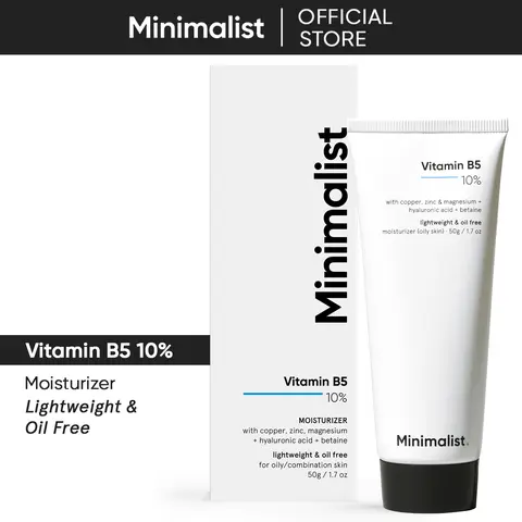 Minimalist Barrier Repair Moisturizer for Oily, Acne-Prone Skin - 10% Vitamin B5, Oil-Free, Lightweight Face Care Product with Zinc to Hydrate, Lock Moisture, Support Skin Repair - 1.7 Oz/50 gm Beauty Product for Adults, Beauty Products