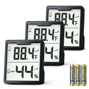 3 count Digital Hygrometer Indoor Thermometer Humidity Meter with Accurate Temperature and Humidity  for House,  Room, Office, Greenhouse, Cellar (Black)