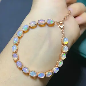Loveden Natural Opal Bracelet For Women Daily 4*6mm Oval Cut White Opal  s925 Sterling Silver Fine Jewelry Accessories Birthday Valentines Day Gift