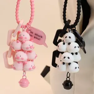 Cute Pink Pig, Panda, and Chick Pet Keychain – Adorable Backpack Charm for Students