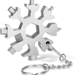 18-In-1 Snowflake Multi-Tool, Durable Metal Tool, Stainless Steel Bottle Opener/wrench, Flat/cross Screwdriver Set, Durable Portable Outdoor Tool, Silver Color