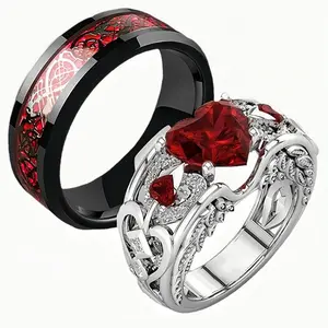 Couple Rings Fashion Design Ring Jewelry Love Girlfriend Boyfriend Souvenir Valentine Father Mother Anniversary Engagement Wedding New Year Christmas Halloween Birthday Gift