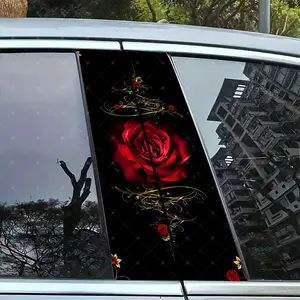 Romantic Rose Vinyl Stickers, Car B-Pillar Protection Decals, Car Decorative Sticker, Easy Peel & Stick, Sunproof Waterproof Scratch-Resistant, All Car Models