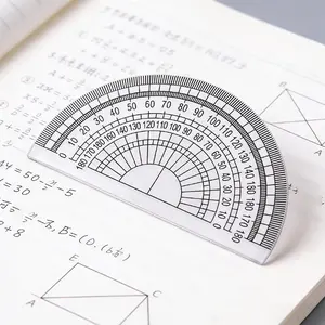 Transparent Plastic Round Corner Protractor Drawing Tool Triangle Ruler Angle Measurement Tool Set, 3pcs, Office & Art Use, Versatile Use, Measuring Instrument