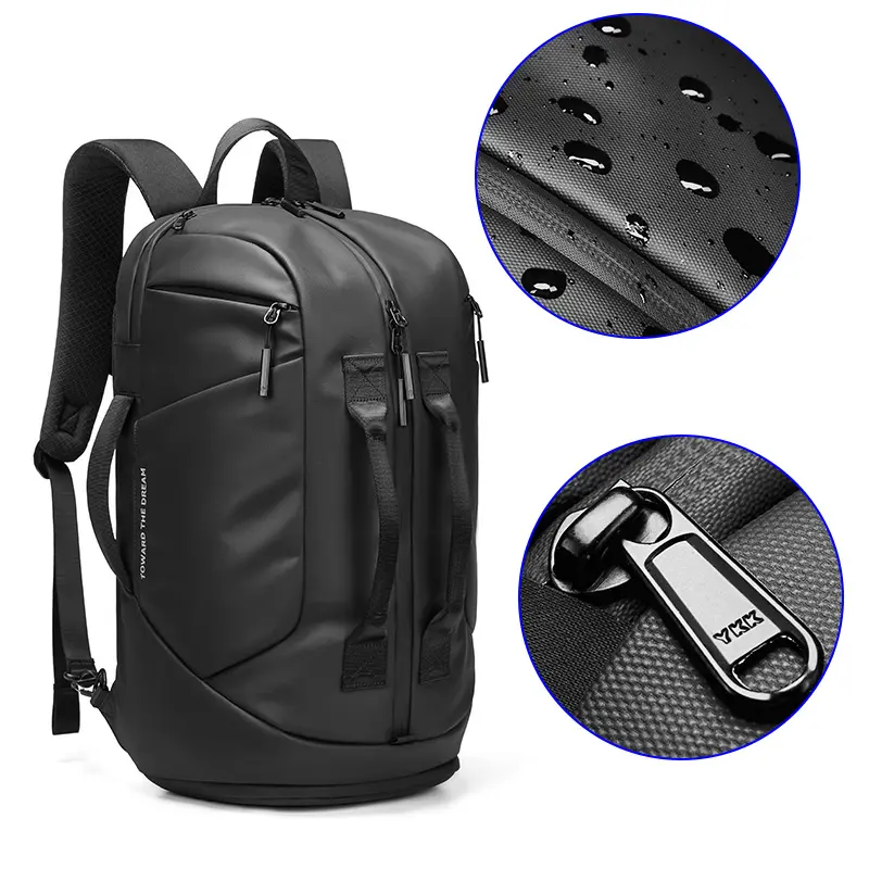 Bombrooster Men's Multi-functional Outdoor Rucksack Bag - Black Convertible Laptop Compartment Backpack, Water Resistant Bookbag, Dimensions: 11.8×7.5×20.9 in
