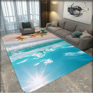 1-piece carpet, Machine Washable Rugs, with starfish seaside design, washable, anti-slip, good resilience, water-absorbent, soft. Suitable for entryways, kitchens, bathrooms, corridors, door mats, pet mats. A must-have for home decor