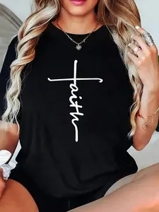 Faith Cross Quotes Christian Lion Luke for Men Women T-Shirt Summer Outfits For Women T Shirts Women Graphic Tees