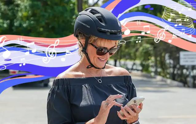 ADDMOTOR Smart Cycling Helmet for Adults Men Women, Ebike Helmet with Bluetooth, Certified Helmet for Bicycle and Scooter with Built-in Speakers, Front & Rear LED Lights, iOS & Android App