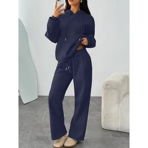 Womens 2 Piece Outfits Lounge Hoodie Sweatsuit Sets Oversized Sweatshirt Baggy Fall Fashion Sweatpants with Pockets