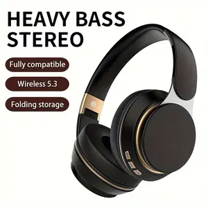 Heavy Bass Stereo Folding Wireless Headset with Microphone, FM Radio, 3.5mm Aux Wire, Soft Cushion Design, Wireless 5.3 Connection, Portable Travel Office Audio Earphone |   Exquisite Sound Quality Engineering |   Metal Decoration, Metal Appearance