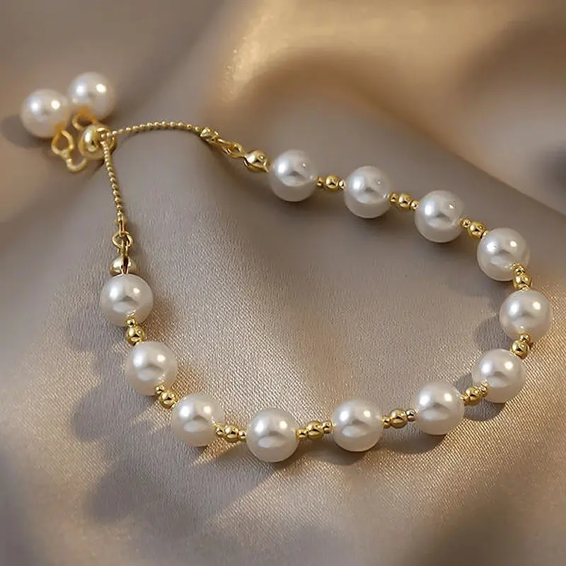 Elegant Women's Pearl Beaded Bracelet, Adjustable Length Daily Wear Jewelry, Unique Style Accessory for Ladies, Perfect Gift Idea, Pretty Bracelet, Beautiful Bracelets