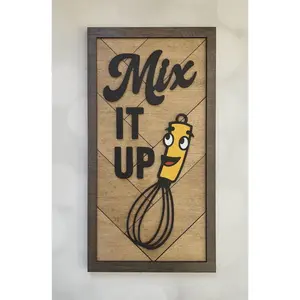 Kitchen Sign "MIx it Up" 3D Layered Wood Wall Art – Laser Cut Decor