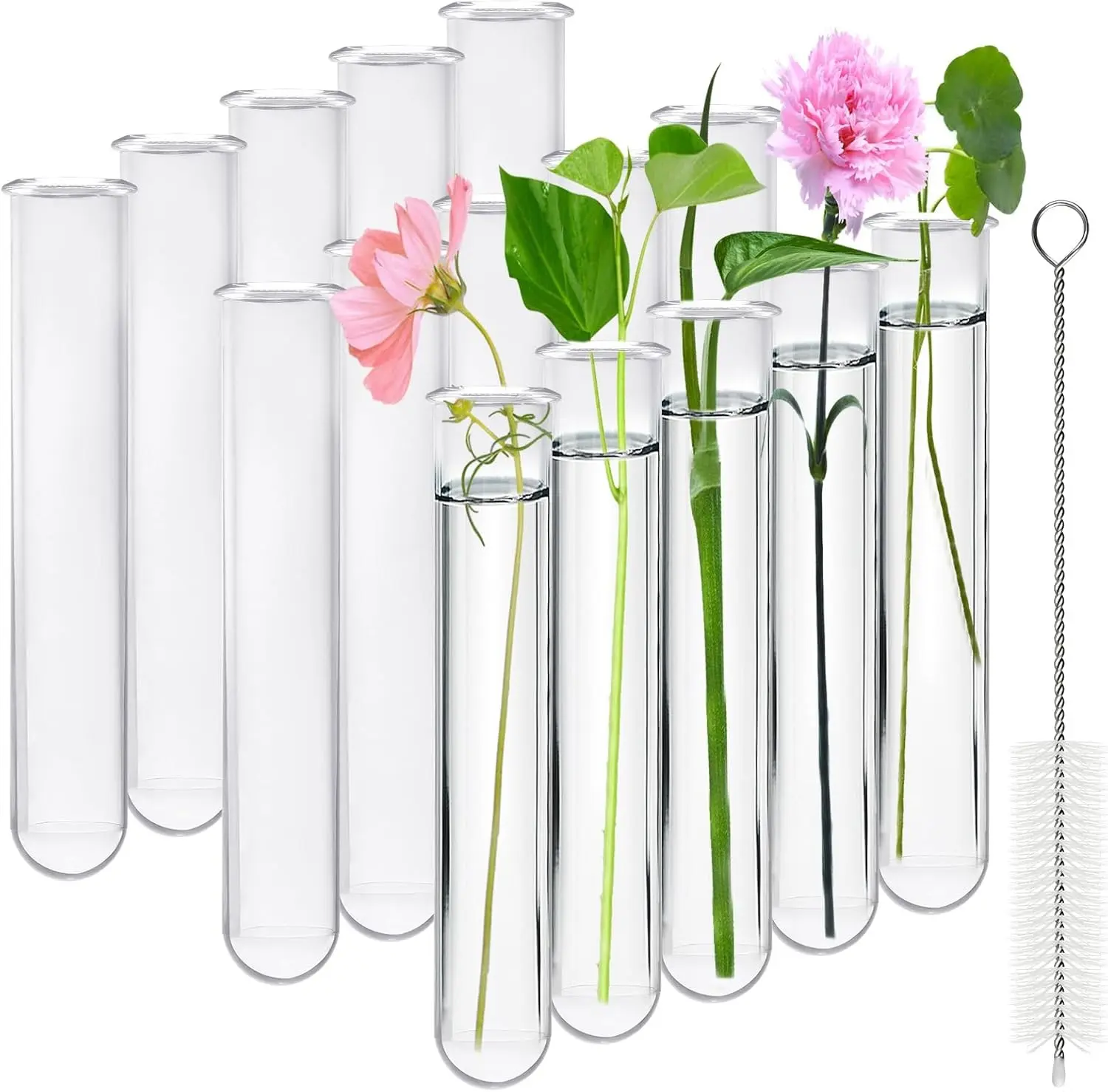 15 Pcs Clear Test Tubes for Plant Propagation Station, Acrylic Test Tubes for Scientific Experiments,20 ml Round Bottom Test Tubes for Hydroponic Flowers Home Office -0.78" Diameter
