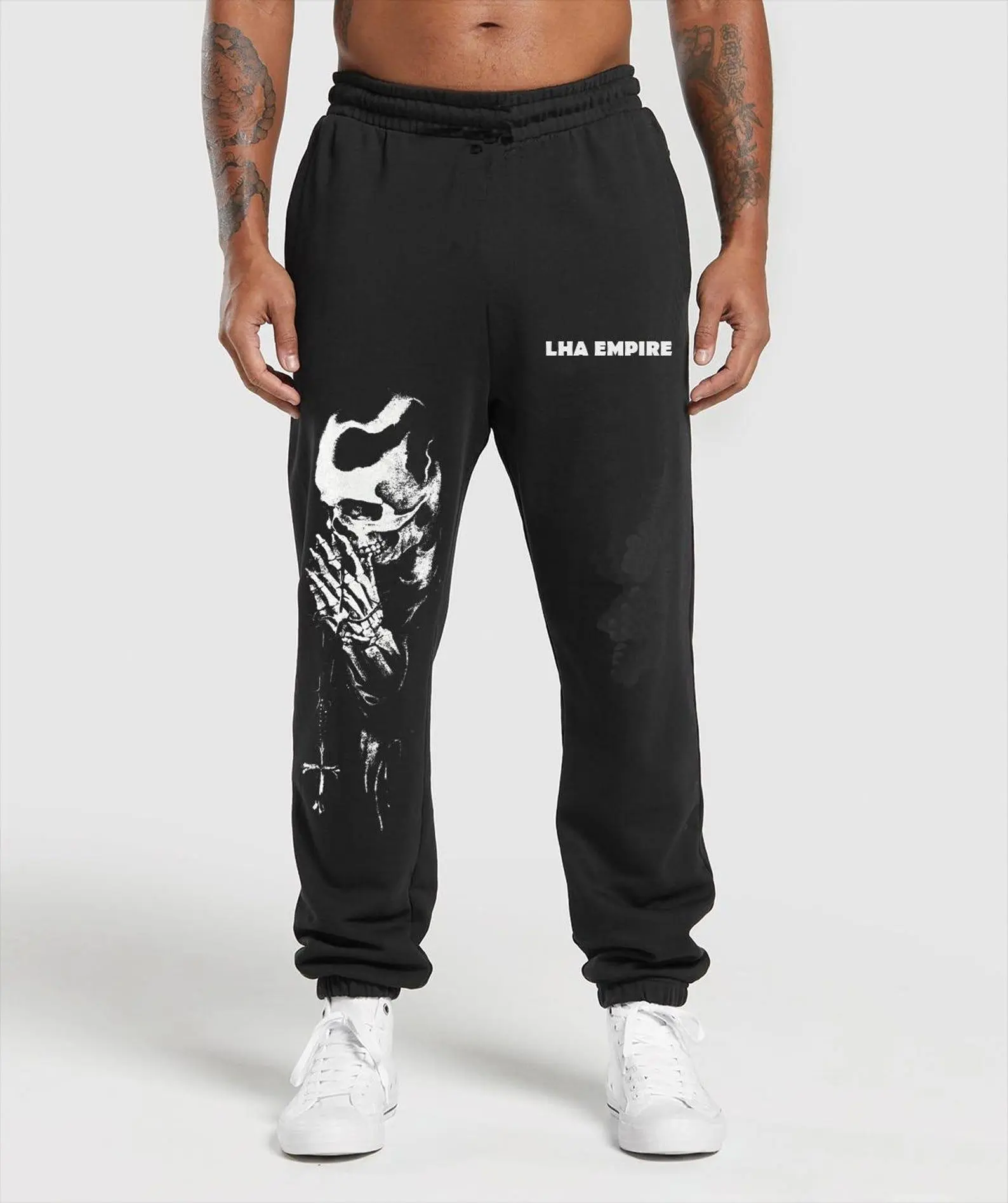 Skull Reaper Sweatpants, Dark Grunge Graphic Joggers, Retro Metalcore Aesthetic Pants, Unisex Streetwear Bottoms, Distressed Vintage Joggers