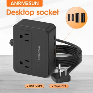 Cruise Essentials Flat Plug Power Strip, 4 AC Outlets 2 USB-C 2 USB-A, PD 20W Fast Charging, On Off Switch, Non Surge Protector for Travel Dorm Home Office