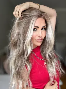 Lovestory Bonnie Synthetic Lace Front Wig Elegant Blonde & Brown Wavy Wig for Women Natural Look High-Quality Synthetic Hair Extension