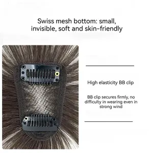 Easily cope with various occasioFull Human Hair 3D Air Bangs Topper for Women – French Fringe Style, Natural Hairline, Lightweight & Seamless. Covers Gray Hair & Adds Volume at Crown.ns