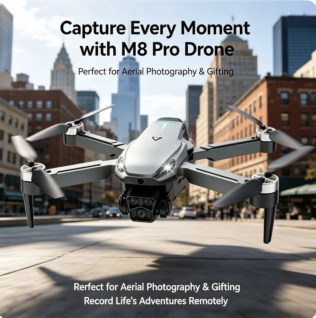 2026 M8 Drone – Stabilized 4K EIS Camera, GPS & 5G WiFi FPV, Brushless Motors, Optical Flow Hover, Intelligent Obstacle Avoidance, Auto Return Home, 360° Rolling Stunts, Includes 2 Batteries