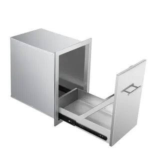 Cxforste Pull Out Trash Can Drawer Outdoor Kitchen Trash Cabinet Stainless Steel Flush Mount for Outdoor Kitchens & BBQ Islands 14" W x 25.7" H x 19.4" D Installation Smooth Light，Furniture Goodies - Home Goodies Sharing - Goodies Sharing