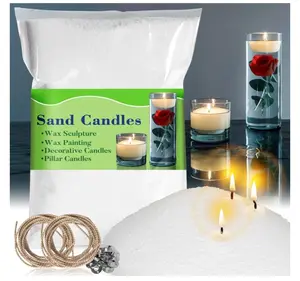 Snow Pearled-Candles with Wicks - DIY Candle Sand ,Pearled Candle Sand Wax with Candle Wicks ,Pearled Candle Wax, Refillable Candle Sand