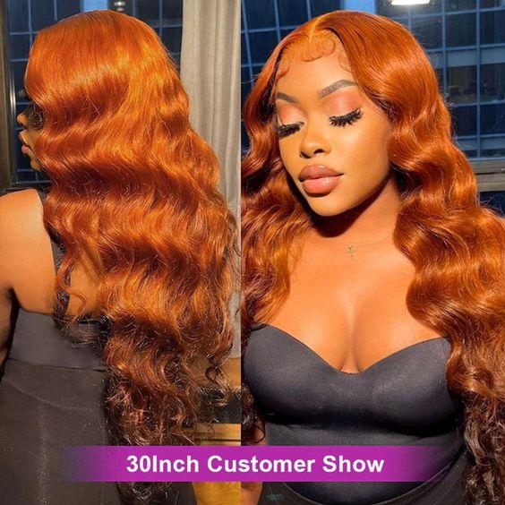 Bling Hair 13x6 Ginger Orange Lace Frontal Wig 100% Human Hair Brazilian 13x4 Body Wave Transparent Frontal Wig Pre-plucked Body Wave Wig For Women