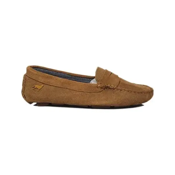 HOWLING WOLF Sydney Penny Driver Women's Suede Leather Loafers Shoes - Brown - Size 7 US