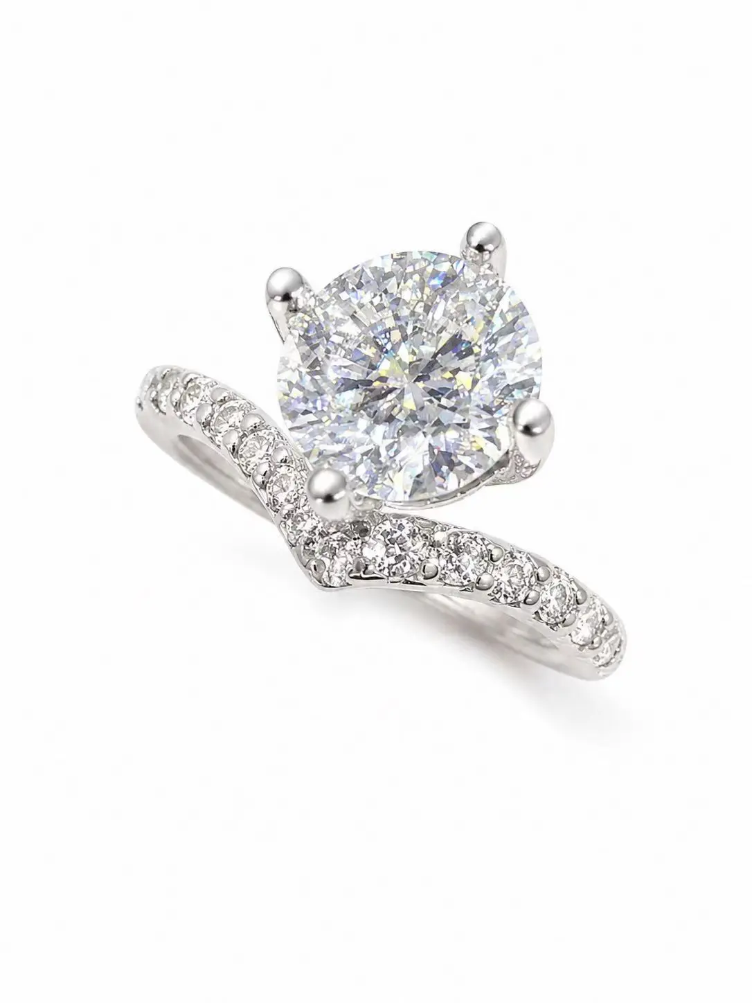 Round Cut Moissanite Engagement Ring, GRA Certificate, Sizes 6-8