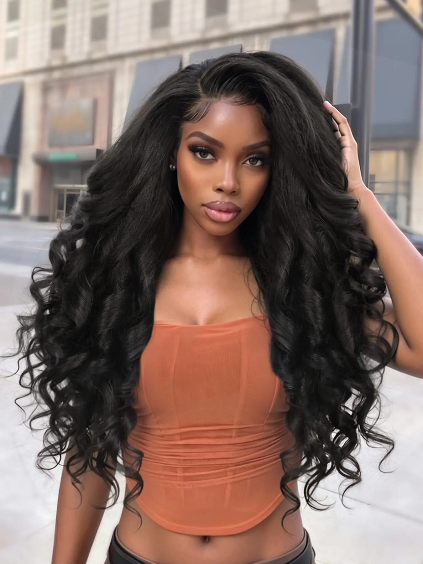 Yaki Wavy Flip Curls V Part Wig, 26'' Fluffy Half Wig, Natural Glueless, Heat Safe Synthetic, Daily and Party Use