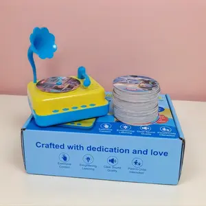 Mini Kids Record Player | 100 Learning Cards with Songs, Stories & Encyclopedia | Portable Early Education Music Toy Gift for Toddlers
