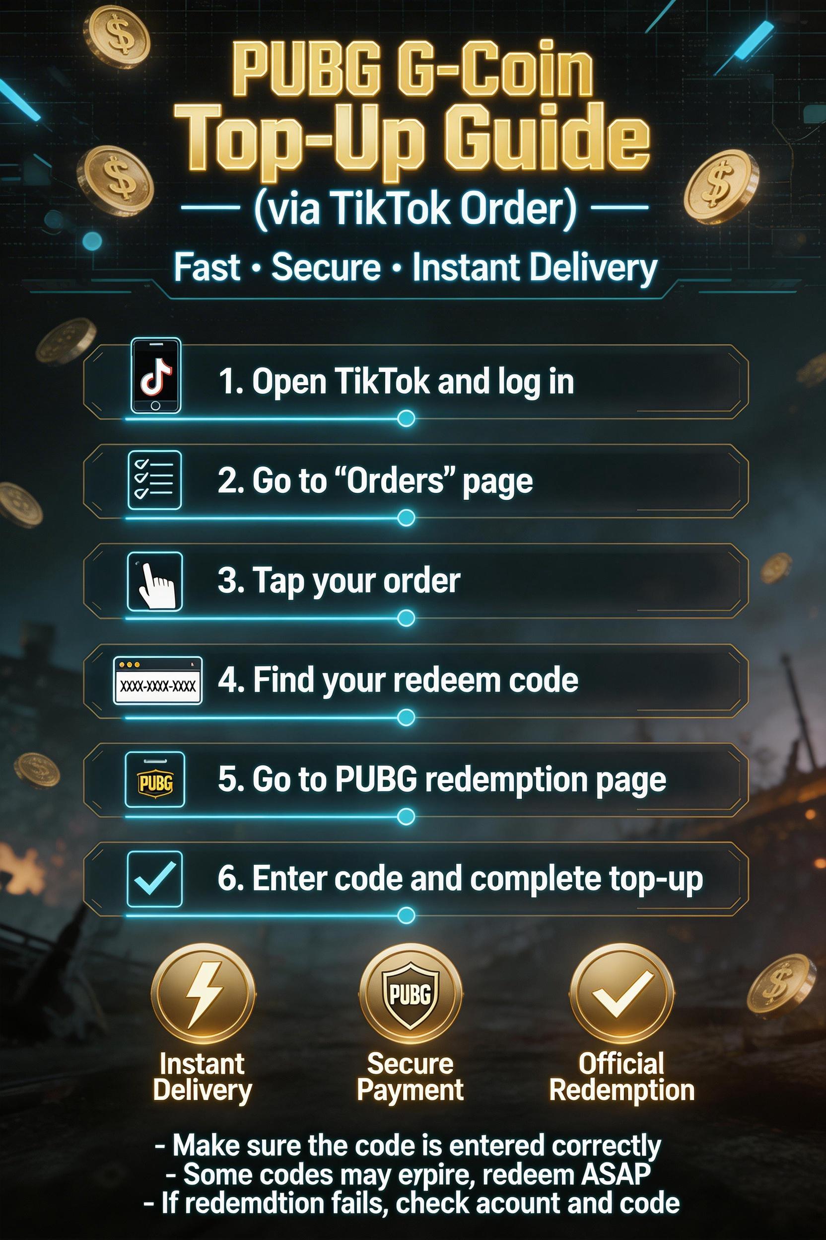 P.U.B.G G-Coin （PC ONLY, and the G-Coins can only be activated with a Steam PUBG account）